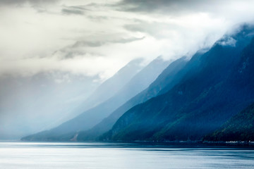 Layers of Mountains along Ocean