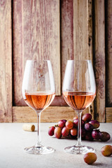 Two glasses of rose wine.