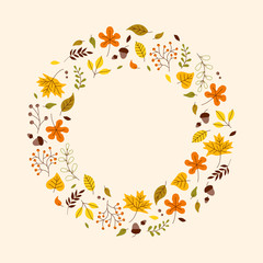 Fototapeta premium Isolated cute autumn leaf and small fruit