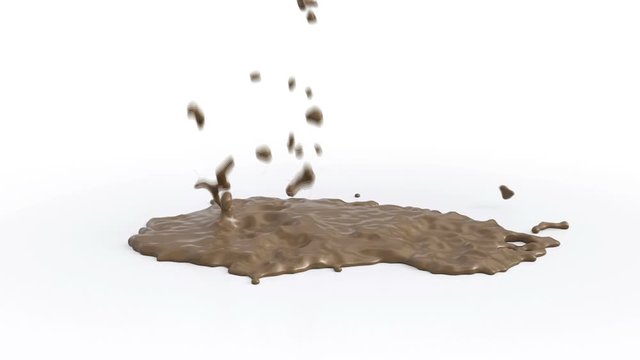 liquid mud spills onto the white floor