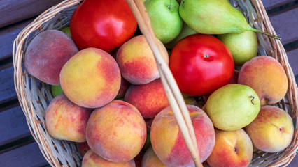 Fresh vegetables and fruits in basket