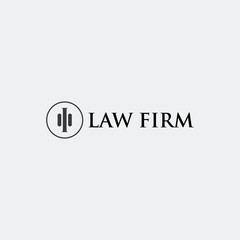 Lawyer Attorney Legal Law firm Logo design vector template Negative space. Circle shape Judge Logotype concept icon.