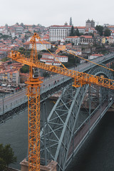 bridge over the river with crane