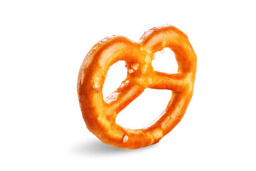 Pretzel with salt on a white isolated background