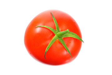 single fresh tomato isolated on white background