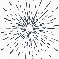 Vintage Sunburst Explosion Handdrawn Design Element Fireworks Black Rays