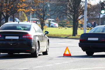 Car insurance concept. Two car damage on road