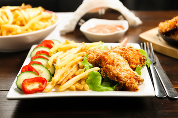 chicken strips and fries