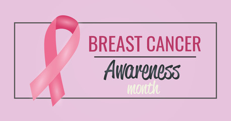 poster breast cancer awareness month with ribbon vector illustration design