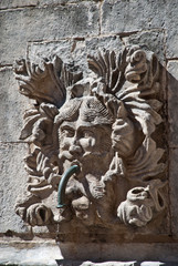 Fototapeta na wymiar Dubrovnik Croatia: Detail of Big Onofrio's fountain: Close to the Pile Gate stands the Big Onofrio's Fountain in the middle of a small square.