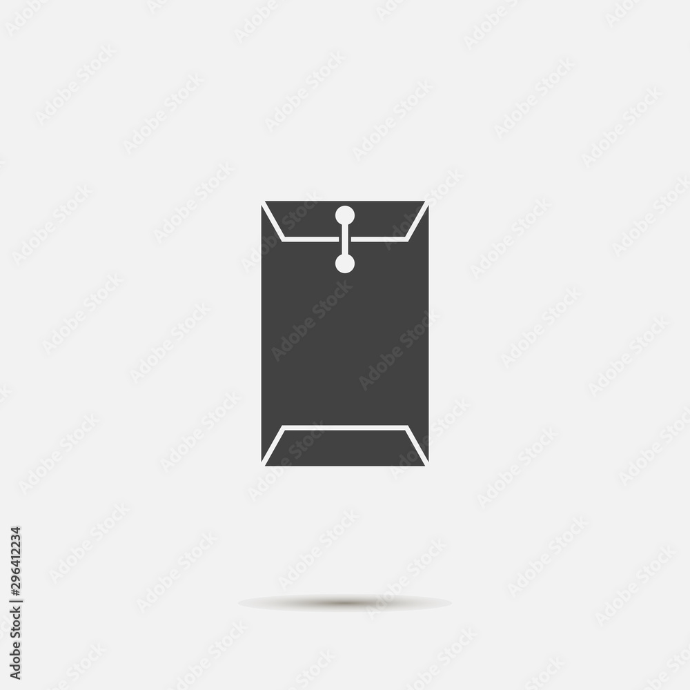 Aufkleber vector envelope icon for paper and documents on gray isolated background.