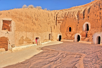Matmata  - a small Berber speaking town in  Tunisia with traditional underground 