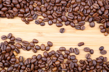 Coffee beans on wood