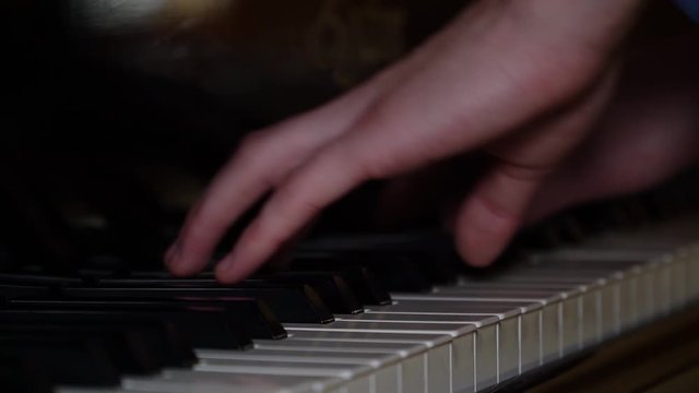 Hands play the piano, pressing the keys with your fingers