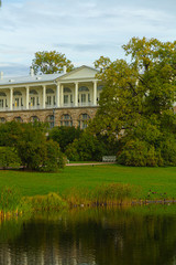 Fototapeta na wymiar Autumn Park in Pushkin. Passage. Saint-Petersburg. Morning.
