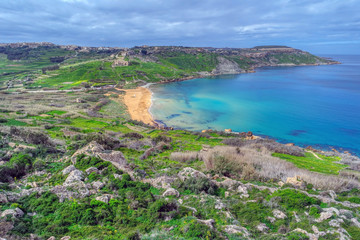 Fototapeta na wymiar Ramla Bay in Gozo island, Malta