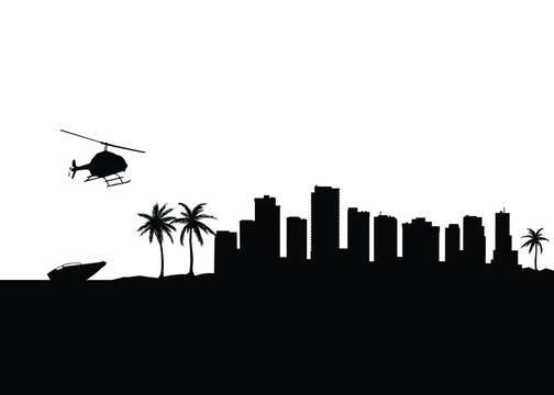 Miami Vice CIty Skyline Landscape