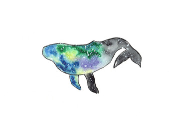 space whale on white background
