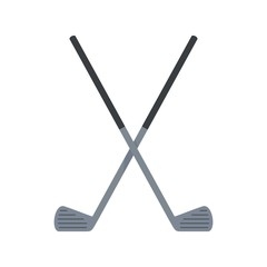 Crossed golf sticks icon. Flat illustration of crossed golf sticks vector icon for web design