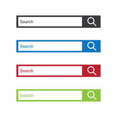 Set of search bars, flat web design elements