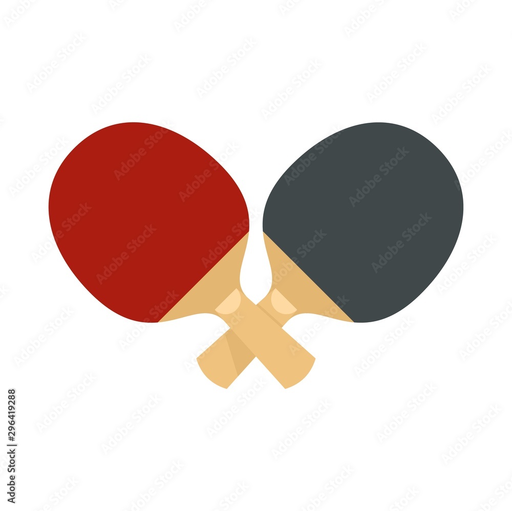 Poster crossed ping pong paddle icon. flat illustration of crossed ping pong paddle vector icon for web des