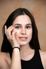 Fototapeta premium Human heterochromia on eyes of girl, blue one and brown one