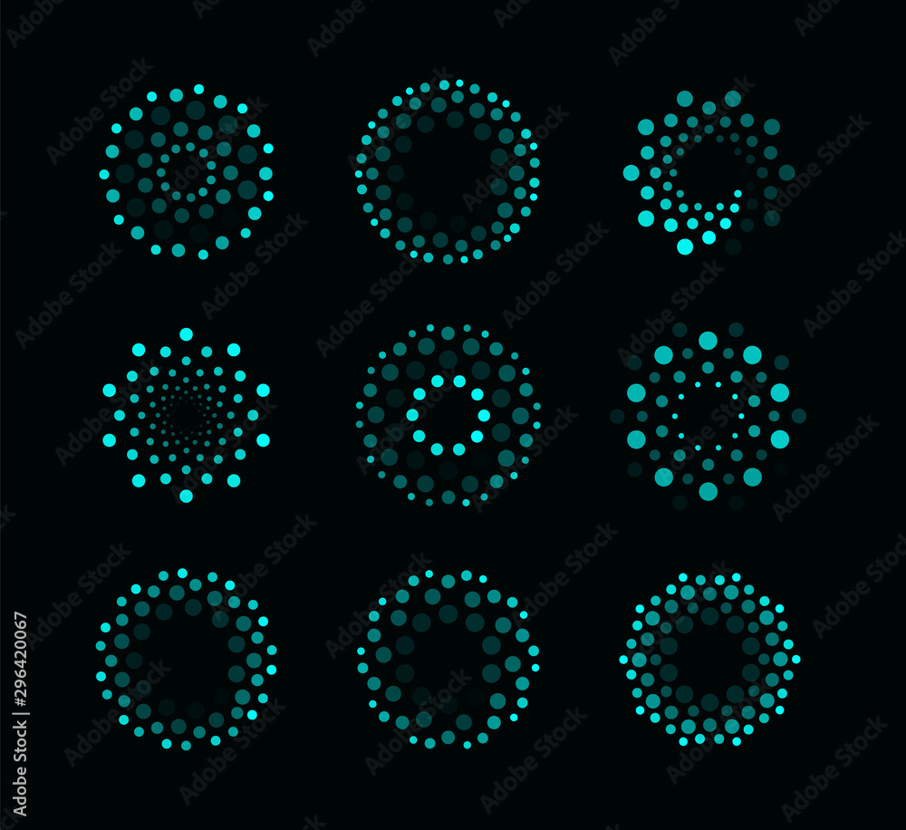 Poster Abstract circular loading process indicators vector illustrations set
