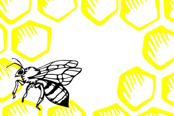 Honeycomb and bees. background in vector format with space for your text
