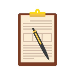 Sign document icon. Flat illustration of sign document vector icon for web design