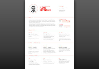 Resume Layout with Red Elements