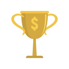 Gold money cup icon. Flat illustration of gold money cup vector icon for web design