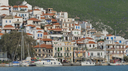 Fototapeta premium Detail view of Skopelos harbor
