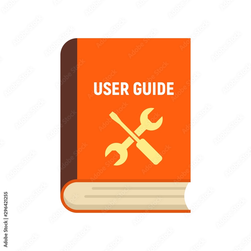 Poster user guide book icon. flat illustration of user guide book vector icon for web design