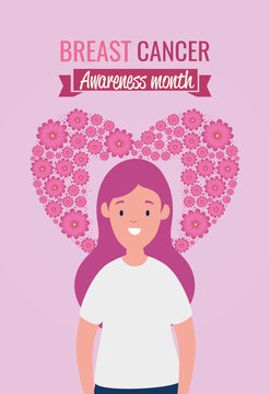 poster breast cancer awareness month with woman vector illustration design