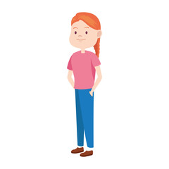cartoon teen girl standing icon, flat design