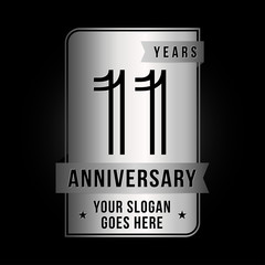 11 years anniversary design template. Eleven years celebration logo. Vector and illustration. 