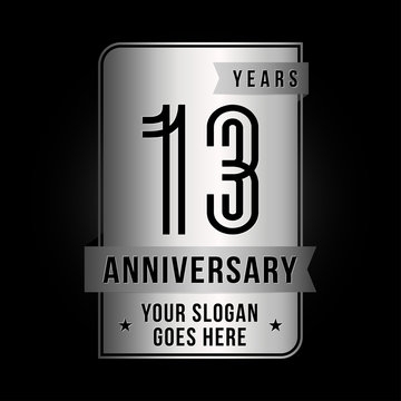 13 years anniversary design template. Thirteen years celebration logo. Vector and illustration. 