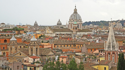 Fototapeta na wymiar Rome top view aerial panorama, rainy weather