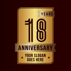 18 years anniversary design template. Eighteen years celebration logo. Vector and illustration. 