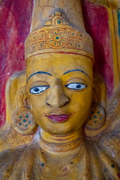 Head of a Hindu Statue at Embekke Devala, Hindu Temple, Kandy, Sri Lanka	