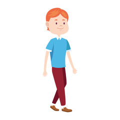 cartoon tennage boy walking icon, flat design