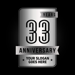 33 years anniversary design template. Thirty-three years celebration logo. Vector and illustration. 
