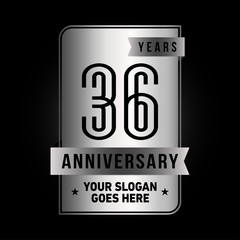 36 years anniversary design template. Thirty-six years celebration logo. Vector and illustration. 