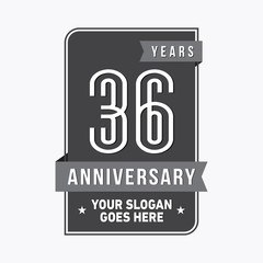 36 years anniversary design template. Thirty-six years celebration logo. Vector and illustration. 