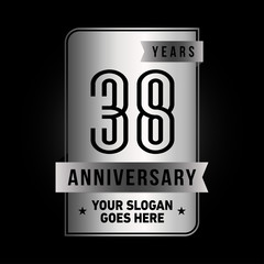 38 years anniversary design template. Thirty-eight years celebration logo. Vector and illustration. 