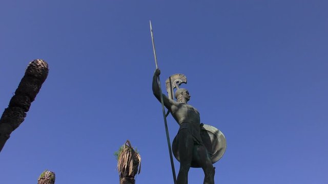 Sculpture "Achilles Victorious" in the park of the Palace of Achilleion. 