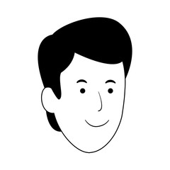 cartoon boy face icon, flat design