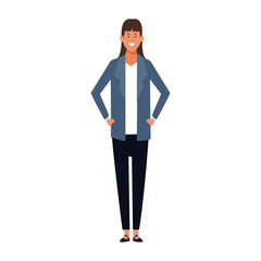 cartoon businesswoman standing icon, colorful flat design