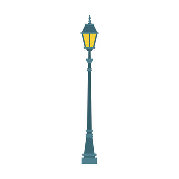 Streetlight vintage lamp icon, colorful flat design