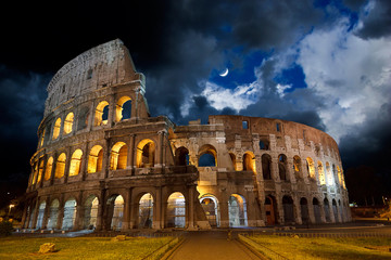 Colosseum with moon - Powered by Adobe